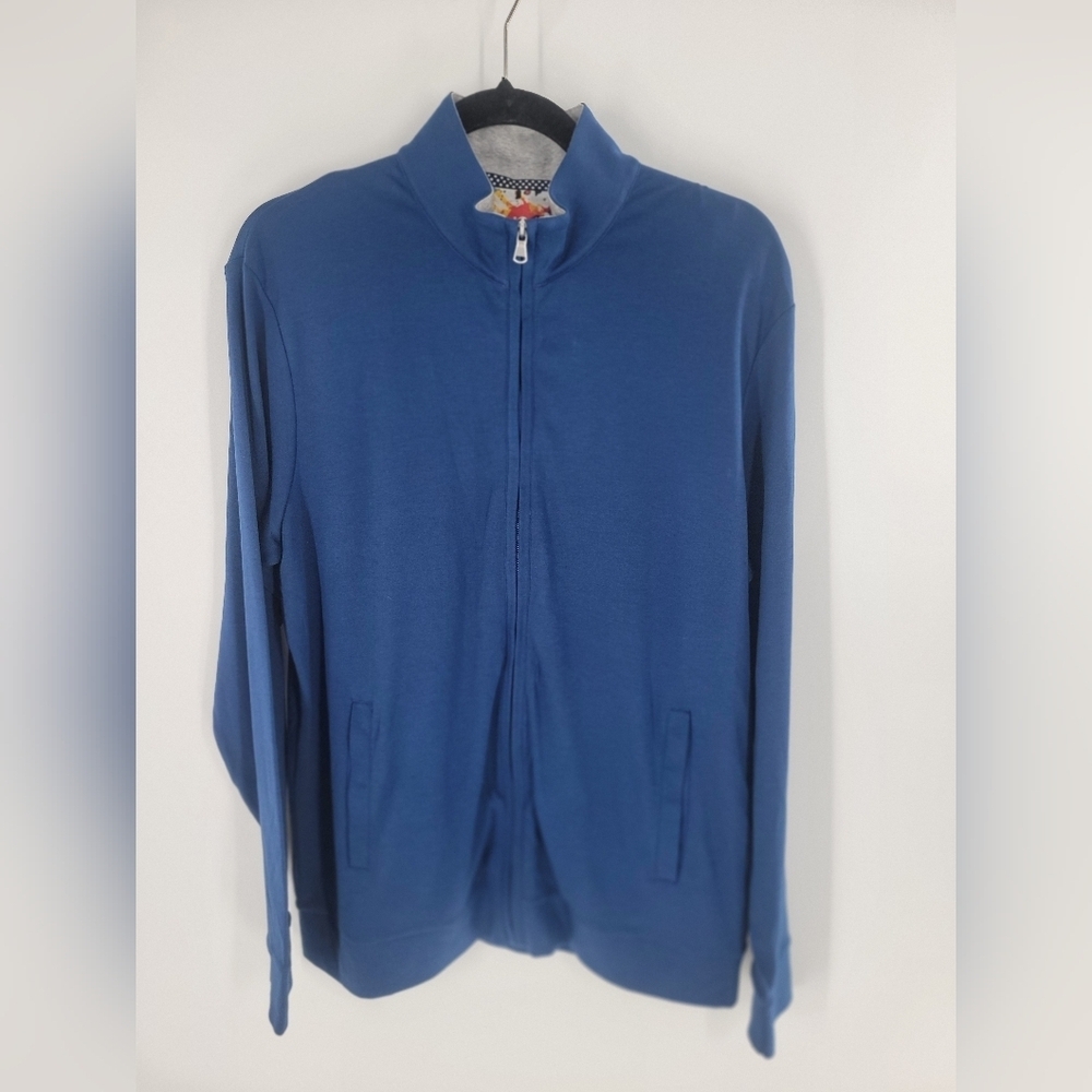 Robert Graham Sweater Adult M Blue Full Zip Cotton Jacket Classic Fit Men New